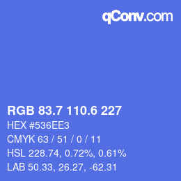 カラーコード: RGB 83.7 110.6 227 | qconv.com