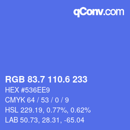 カラーコード: RGB 83.7 110.6 233 | qconv.com