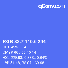 カラーコード: RGB 83.7 110.6 244 | qconv.com