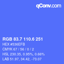 カラーコード: RGB 83.7 110.6 251 | qconv.com