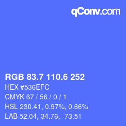 カラーコード: RGB 83.7 110.6 252 | qconv.com