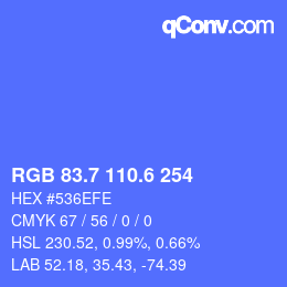 カラーコード: RGB 83.7 110.6 254 | qconv.com