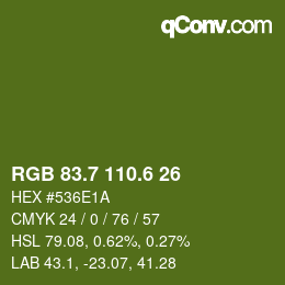 カラーコード: RGB 83.7 110.6 26 | qconv.com