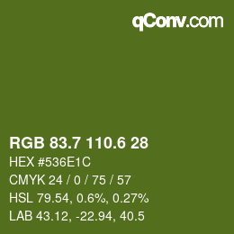 カラーコード: RGB 83.7 110.6 28 | qconv.com