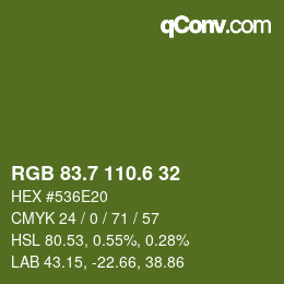 カラーコード: RGB 83.7 110.6 32 | qconv.com