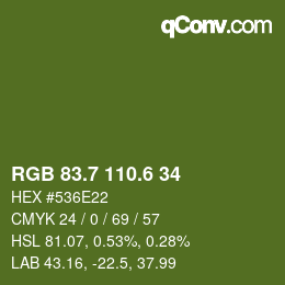 カラーコード: RGB 83.7 110.6 34 | qconv.com