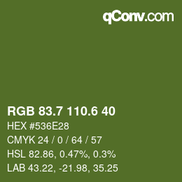カラーコード: RGB 83.7 110.6 40 | qconv.com