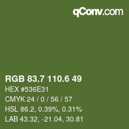 カラーコード: RGB 83.7 110.6 49 | qconv.com
