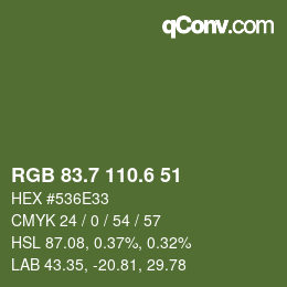 カラーコード: RGB 83.7 110.6 51 | qconv.com