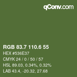 カラーコード: RGB 83.7 110.6 55 | qconv.com