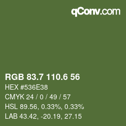 カラーコード: RGB 83.7 110.6 56 | qconv.com