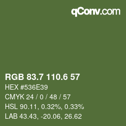 カラーコード: RGB 83.7 110.6 57 | qconv.com