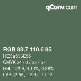 カラーコード: RGB 83.7 110.6 85 | qconv.com