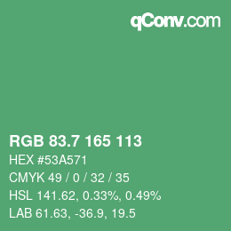 カラーコード: RGB 83.7 165 113 | qconv.com
