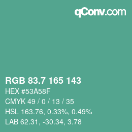 カラーコード: RGB 83.7 165 143 | qconv.com