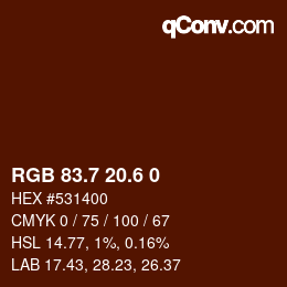 カラーコード: RGB 83.7 20.6 0 | qconv.com