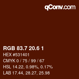 カラーコード: RGB 83.7 20.6 1 | qconv.com