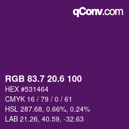 カラーコード: RGB 83.7 20.6 100 | qconv.com