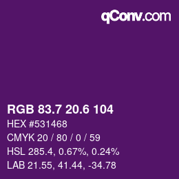 カラーコード: RGB 83.7 20.6 104 | qconv.com