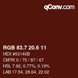 カラーコード: RGB 83.7 20.6 11 | qconv.com