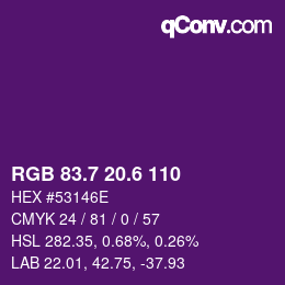カラーコード: RGB 83.7 20.6 110 | qconv.com