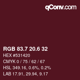 カラーコード: RGB 83.7 20.6 32 | qconv.com