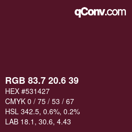 カラーコード: RGB 83.7 20.6 39 | qconv.com