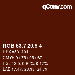 カラーコード: RGB 83.7 20.6 4 | qconv.com