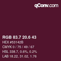 カラーコード: RGB 83.7 20.6 43 | qconv.com