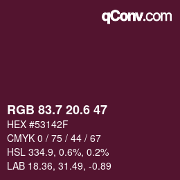 カラーコード: RGB 83.7 20.6 47 | qconv.com