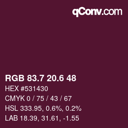 カラーコード: RGB 83.7 20.6 48 | qconv.com