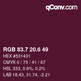 カラーコード: RGB 83.7 20.6 49 | qconv.com