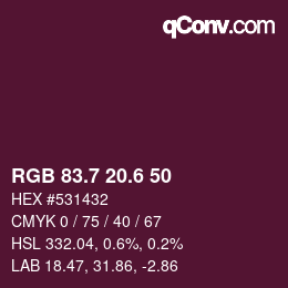 カラーコード: RGB 83.7 20.6 50 | qconv.com