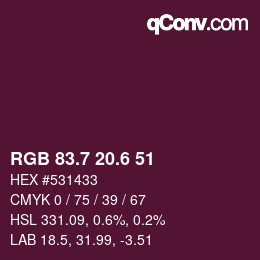 カラーコード: RGB 83.7 20.6 51 | qconv.com