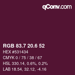 カラーコード: RGB 83.7 20.6 52 | qconv.com