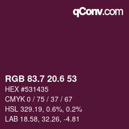 カラーコード: RGB 83.7 20.6 53 | qconv.com
