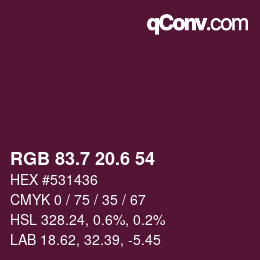 カラーコード: RGB 83.7 20.6 54 | qconv.com