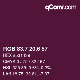 カラーコード: RGB 83.7 20.6 57 | qconv.com
