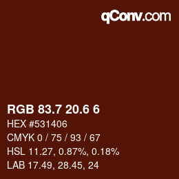 カラーコード: RGB 83.7 20.6 6 | qconv.com