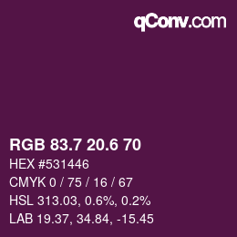 カラーコード: RGB 83.7 20.6 70 | qconv.com
