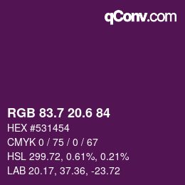 カラーコード: RGB 83.7 20.6 84 | qconv.com