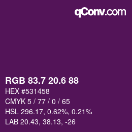 カラーコード: RGB 83.7 20.6 88 | qconv.com