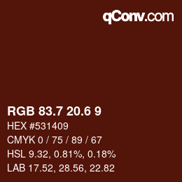 カラーコード: RGB 83.7 20.6 9 | qconv.com