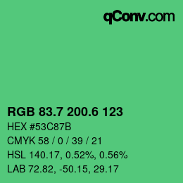 カラーコード: RGB 83.7 200.6 123 | qconv.com