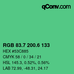 カラーコード: RGB 83.7 200.6 133 | qconv.com