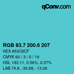 カラーコード: RGB 83.7 200.6 207 | qconv.com