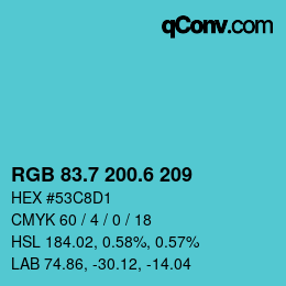 カラーコード: RGB 83.7 200.6 209 | qconv.com