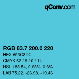 カラーコード: RGB 83.7 200.6 220 | qconv.com