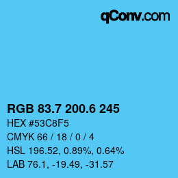 カラーコード: RGB 83.7 200.6 245 | qconv.com