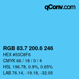 カラーコード: RGB 83.7 200.6 246 | qconv.com